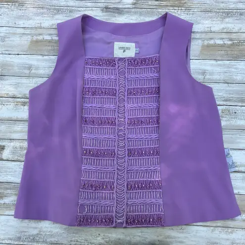 Louise Ricci Top Blouse Sz 18 Purple Beaded square Neckline Rhinestone Y2K Glam