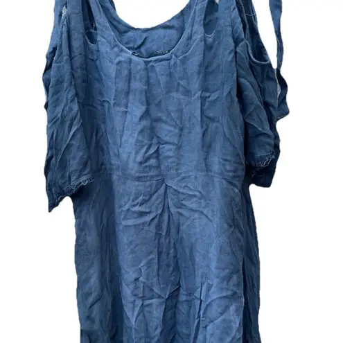 Gypsy Vintage Maxi Dress Top Back Tie Straps Blue Grey Tone Hollywood Sz M