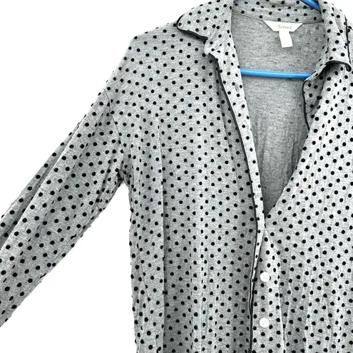Soma  size XS gray black polka‎ dot button up pajama set long sleeve pants