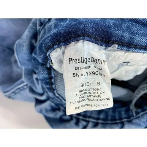 Prestige Denim Paper Bag Waist Skinny Jeans Medium Wash Size Small Blue