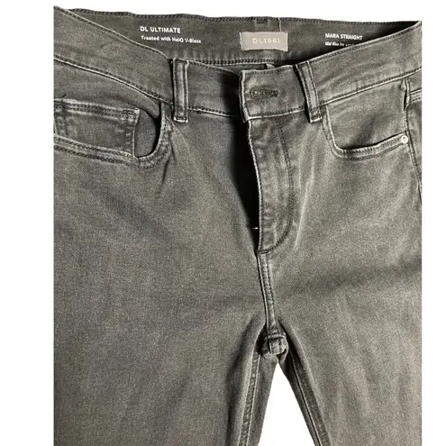 DL1961 Mara Straight Mid-Rise Instasculpt Dark Eclipse Split Hem Jeans Size 27