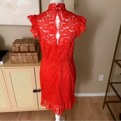 Revolve Aijek Orange Into The Night Lace Mini Dress Size 3 Cocktail Red