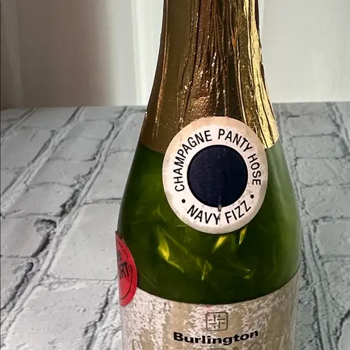 Burlington Champagne Bottle Novelty Sheer Pantyhose Navy Small 90lbs