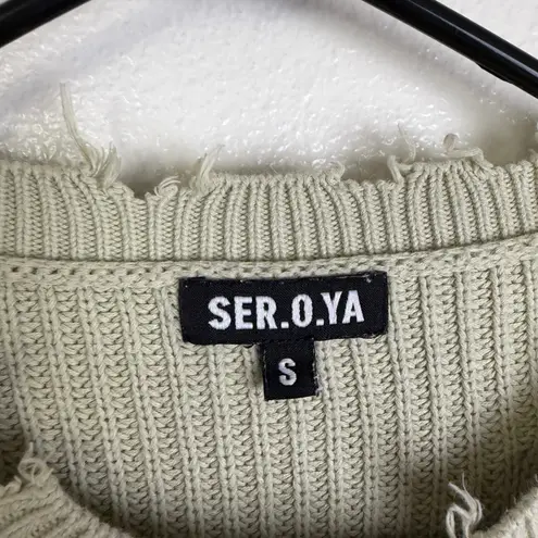 SER.O.YA Devlin Sweater Womens Small Sage Pullover Distressed Pullover Grunge * Green