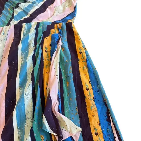Plenty By Tracy Reese Anthropologie Stripe Colorful Dress Silk Size 10 Women's