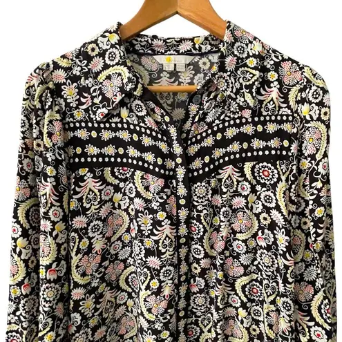 Boden Floral Western Mini Shirt Dress 10R Black Size undefined