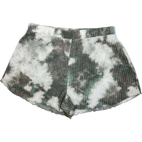 Abound Nordstrom  NEW Green Tie-Dye Waffle Knit Pull On Lounge Shorts Size Large