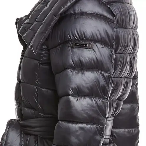 via spiga Asymmetrical Belted Puffer Coat Women's Medium Blue Winter Outerwear