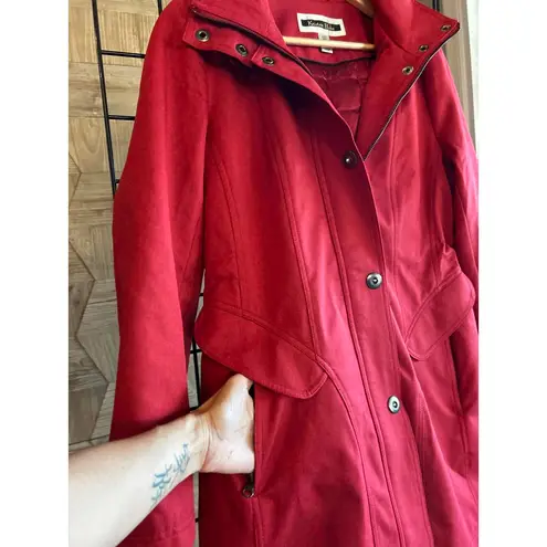 Kristen Black Jacket Small Red Trench Coat Pockets Cozycore