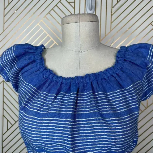 Lemlem Zinab Cropped Puff Sleeve Blouse Cornflower Blue Size XS