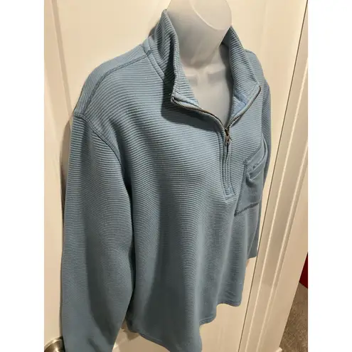 LOA RailRiders Baby Blue Ribbed Pullover Large Women’s Collared Pocket L Top