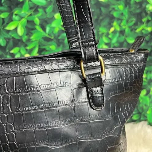 Bueno black faux leather snake style shoulder bag / purse