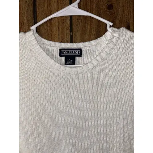 Lands'End  Sweater NEW Women's Petite L 14-16 White short sleeve pullover Nice!