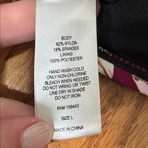 Hula Honey ROSE Juniors' Sweet Bloom High-Neck Bikini Swim Top size L NWOT