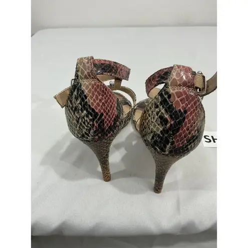 Thalia Sodi Womans Playa 9 M Multicolor Snake Print Strappy Rhinestone Heels