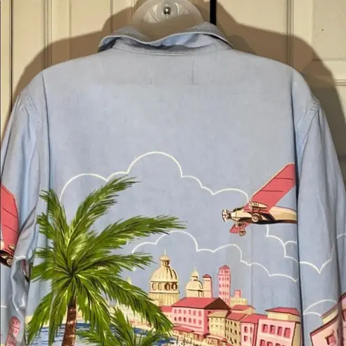 Tantrums Blue Chambray Jacket/Heavy Shirt Beach Scene Large K