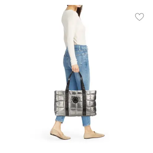 Pajar Quilted Tote Bag Metallic Silver Lightweight Travel Gym Weekend OS - Image 4