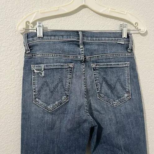 MOTHER The Insider Crop Step Chew Jeans Dancing on Coals Frayed Distressed Sz 27 Blue