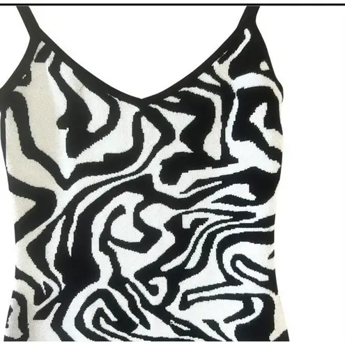 Say What? Say What? Zebra Black White Knitted Mini Strappy Dress S