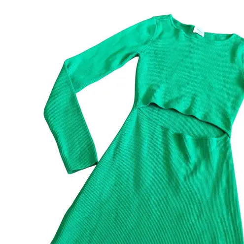 Wilfred Free Aritzia Long Sleeve Cutout Dress Green Stretch Size Small Womens