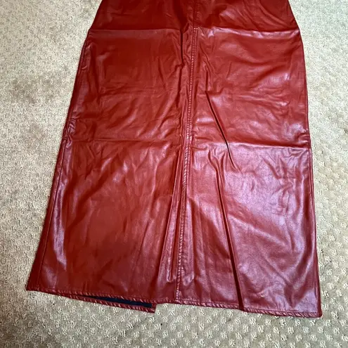 Prologue Midi Crew Neck Burnt Brick Red Faux Leather Sleeveless Dress SZ 6 NWT