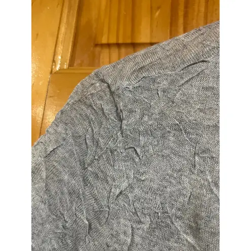 Eileen Fisher  Women Gray Lightweight Crinkle Texture Cardigan Office Layering