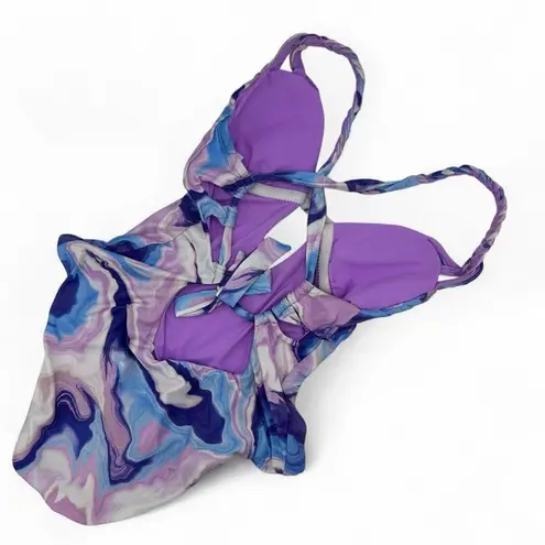 Becca Blue Agate Skylar Braided Plunge One-Piece Multi/Orchid Medium