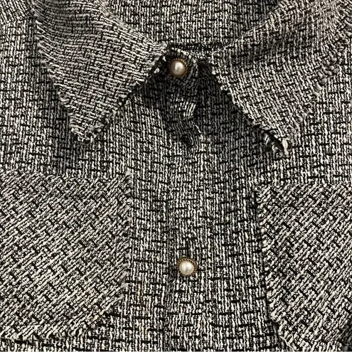 Black and White Tweed Shacket shirt jacket up gold pearl button up large Hi Cut