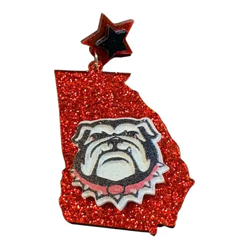 Georgia Bulldogs Earrings Red Glitter Star Stud Dawgs Football New