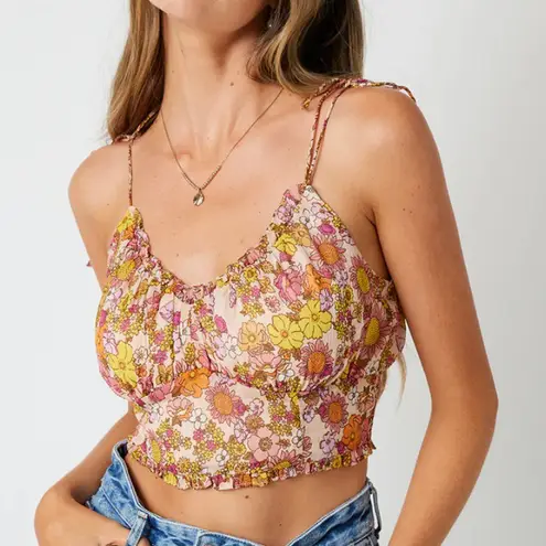 Patrons of Peace Floral Crop Tank Top NWT