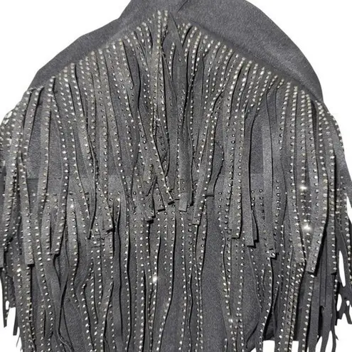 EFFORDRAM Black Faux Suede Front With Rhinestones Halter Top NWOT Size Medium Black