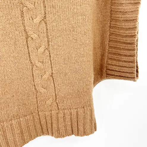 Black Horn Womens Baby Alpaca Blend Knit Poncho Sweater Cable Knit Oversized S Brown