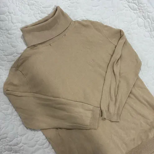 Lauren by Ralph Lauren Beige Turtleneck Lightweight Sweater Tan