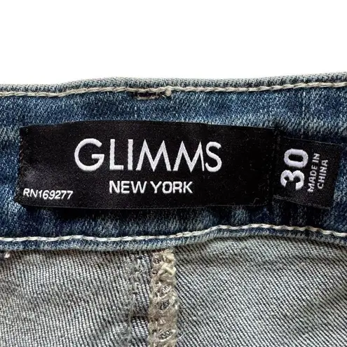 Glimms New York Jeans Natural Leather Shorts Genuine Cowhide Shorts SZ 30 #2505 Blue