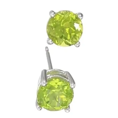 Giani Bernini  CZ 925 Silver STUD EARRINGS 1/4” Green Peridot Birthstone August