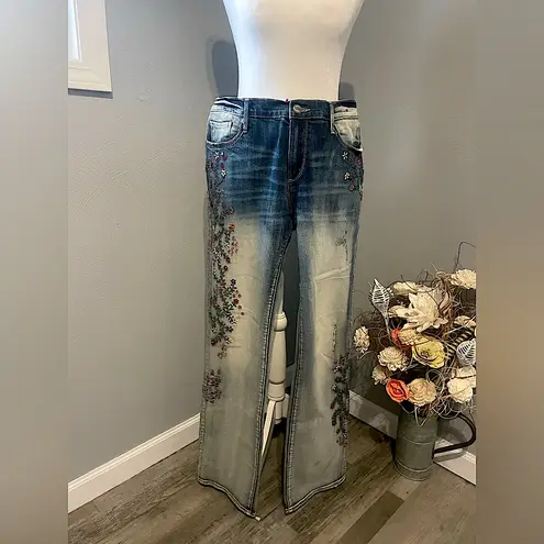 Driftwood Kelly Strawberry Blossom Embroidered Bootcut Jeans