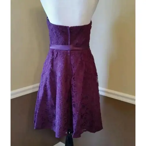 Strapless Purple Lace Sash Waist Formal Mini Dress from ModCloth by MARINA NEW Size 10