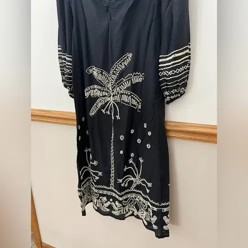 Farm Rio EUC Beaded Jungle Black Midi Dress Size Small Retails $398