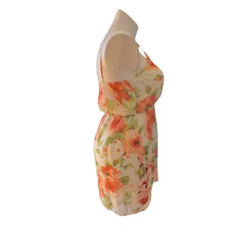 Soprano Floral Spaghetti Strap Chiffon Round-Neck Dress - Size Large ***Item: 0
