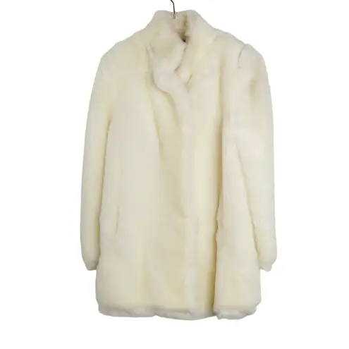1980s Vintage Jaques Saint Laurent for Genelle White Rabbit Fur Coat Size L - Image 3