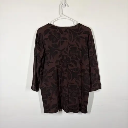 Gudrun Sjoden Floral Sweater Size Medium Brown