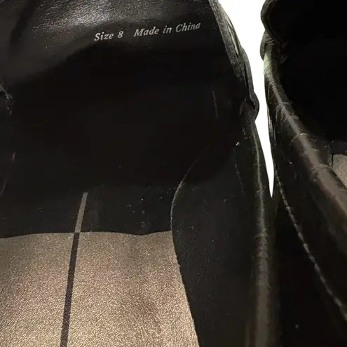 Dolce Vita Talie Black Crocodile Faux Leather Heeled Loafers, Sz 8