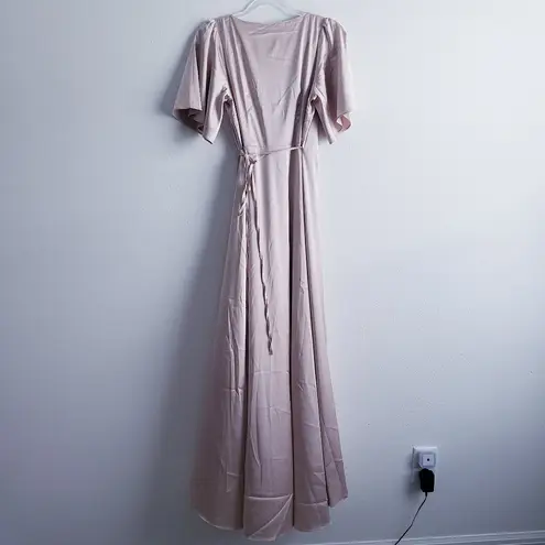 Baltic Born Vara Satin Maxi Wrap Dress Champagne Satin New Without Tags