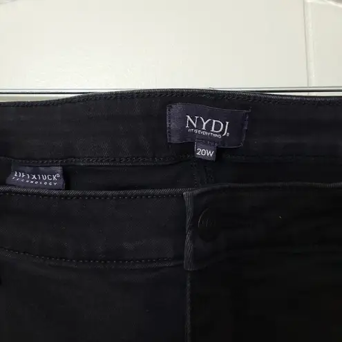 NYDJ Trinity Jeans Womens Black Denim Wide Leg Ankle Frayed Hem Size 20