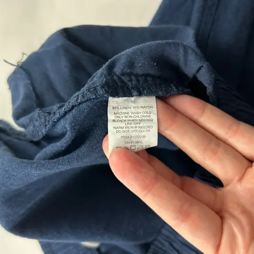 Briggs New York Washed Navy Linen Blend Wide Leg Lounge Pant L