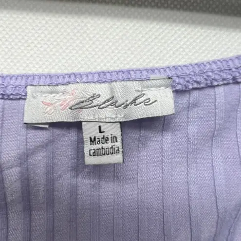 Blashe Womens Top Large Cropped Twist Front Puff Sleeves Coquette Romantic Boho Purple