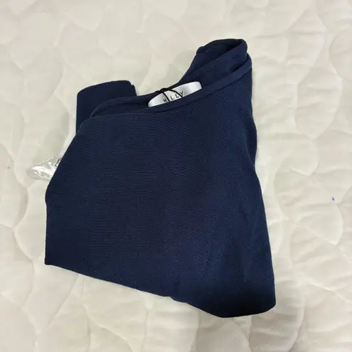 Milly NWT One Shoulder Top Ruffle Blue Sleeveless Party Cocktail Blouse Size P