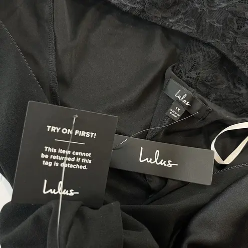 NWT Lulus True Passion Black Lace V Back Sleeveless Mermaid Maxi Dress Size 1X