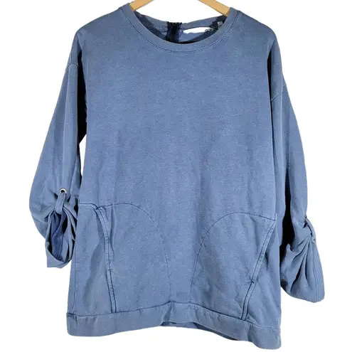 Soft Surroundings Blue Ocean On The Go Pocket Pullover Tunic Sweatshirt S - Image 1