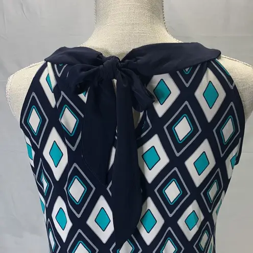 Enfocus Studio En Focus Geometric Design Navy Blue Shift Dress Size 12 Petite